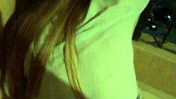 skinny slut gets pounded hard right on the outdoor balcony cumshot