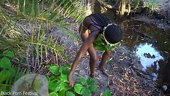 Slim African Girl Strolls Naked Through Village Hunting Dick