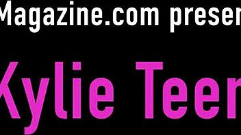 kylie teen's shaved pussy stretched by hardcore dildo toys 😜