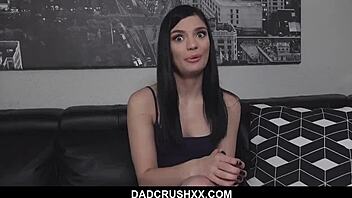 stunning brunette teen tempts older perv into naked tits play