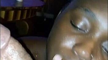 DarkChocolateBarbie's Throwback Deepthroat Blowjob Ends in Messy Facial Cumshot