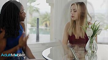 Curvy Ebony Licks Blonde Friend's Ass Intimately
