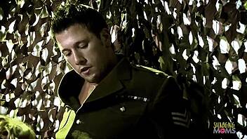 Bisexual Soldiers Tease Dildo Play Before Strap-On Group Orgy