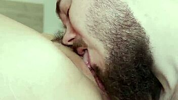 he licks my trimmed pussy lips until i squirt in his mouth