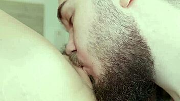 he licks my trimmed pussy lips until i squirt in his mouth