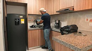 two latinas seduce plumber fred nunex into threesome