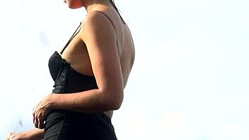 Petite Brunette Teen Masturbates Hairy Pussy Clit Nipples in Abandoned Car Fetish