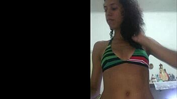red bikini latina wife flashes juicy shaved pussy teasing