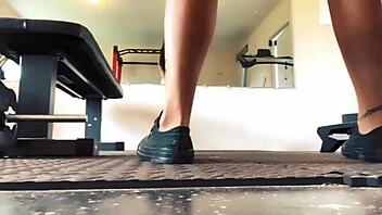 peeking at giantess intense workout session