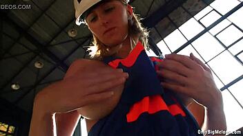 shelby moon rips clothes strips huge natural tits boobs fun at work