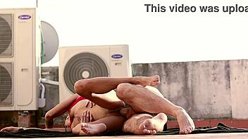 Hot woman in red begs hard rooftop fuck! 🔥😈🏢