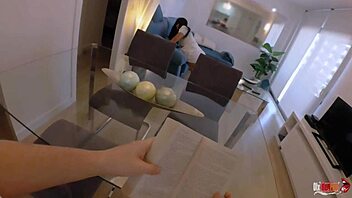 stuck milf takes rough anal creampie on sofa