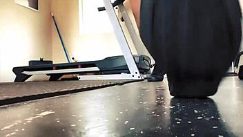 peeking at giantess intense workout session
