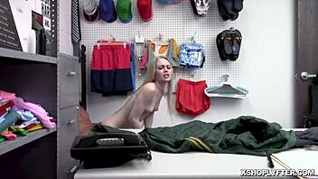 Security guard face fucks shoplifter babe emma starletto hard at work