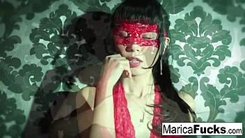 Marica hase strips sexy lingerie mirror solo pussy tease masturbation