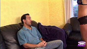 A nasty bimbo gets fucked deep on her living room couch