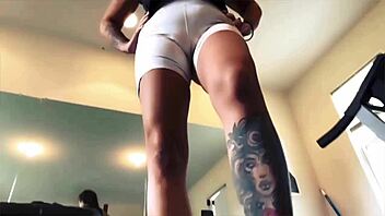 peeking at giantess intense workout session