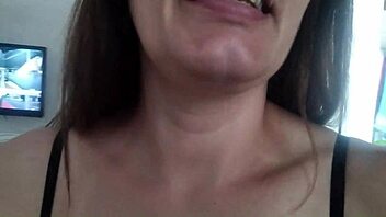 Brazilian wife chokes on huge cum facial in bathroom