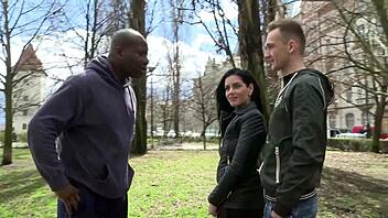 Cuck eats creampie from wife's gaping holes after bbc