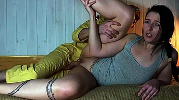 Uniformed stud pounds young wife's wet pussy while hubby's away at work