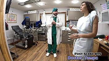 Dr Tampa tests Mara Luv's shaved pussy backstage