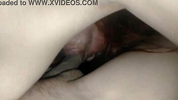 ohh spreading shaved tight pussy dildo ass stuff creampie mess
