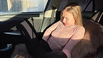 Milf Wife Fingers to Squirting Orgasm in Risky Public Outdoor Show