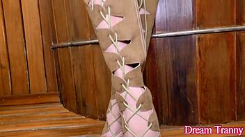 Big-Dicked Tranny Adriana Rodrigues Rides Machine Dildo!