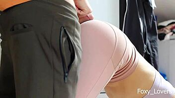 Roommate yoga seduction ends in tight pussy fuck