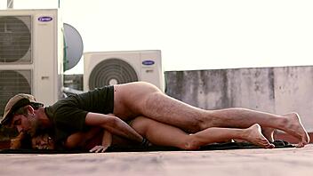 Hot woman in red begs hard rooftop fuck! 🔥😈🏢
