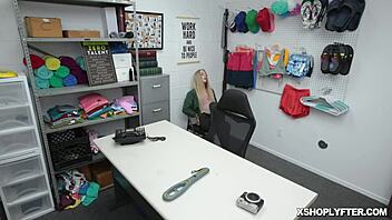 Security guard face fucks shoplifter babe emma starletto hard at work