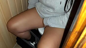 I CATCH Brunette FINGERING PUSSY To Orgasm In Toilet