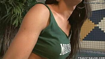 Tasty Tranny Hottie Tugs Massive Cock Poolside Masturbation Frenzy