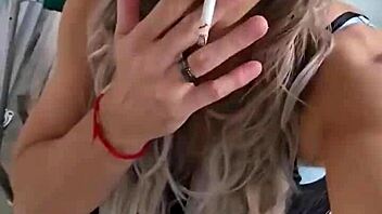 crossdressed outside smoking morning cigarette