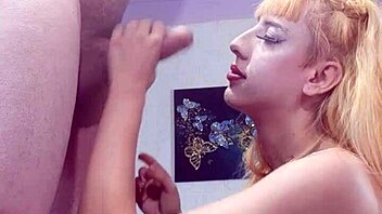 Young cutie gives deep oral till facial finish