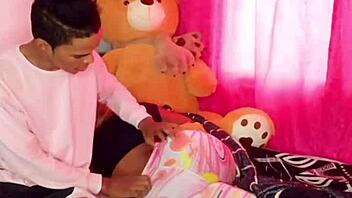 catching sexy latina in room leads to rough doggystyle creampie