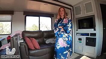 Stepson rubs oil on nudist milf jane cane's curvy ass