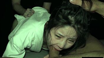 Misbehaving petite Asian slut endures rough doggystyle punishment in garage