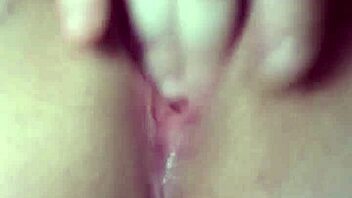 watch my fat pussy lips squirt hard on huge dildo closeup