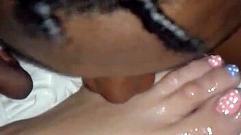 sucking wife's sexy toes while fucking her feet fetish