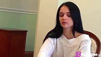 katie fey busty brunette teases topless in heels lingerie voyeur style