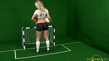 german blonde teases in eurocup softcore