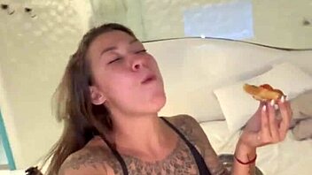 brazilian tattooed latina flashes big ass solo in motel