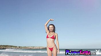 glamorous ukrainian teen gloria sol strips naked beach posing