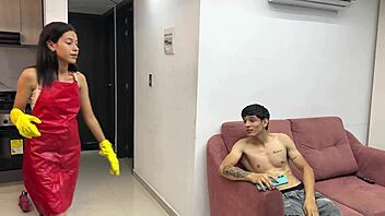 finally alone with colombian maid gym pounding her tight ass hard homemade