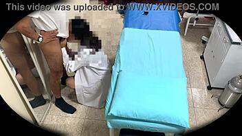 Hidden hospital cam catches latina's bent over orgasm