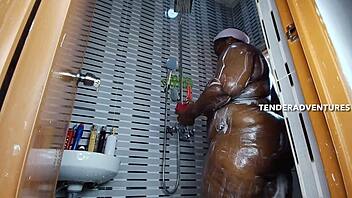 Hottest shower sex with big booty ebony! 💦🍑