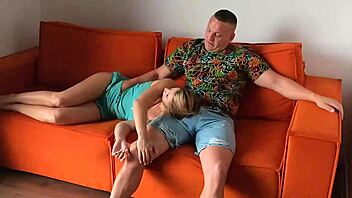 Movie night fades as couple dives into intense passionate sex unable to resist their burning desires any longer