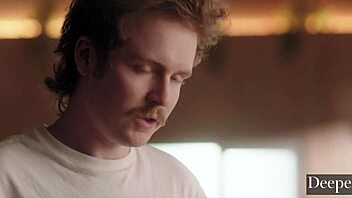 Chanel Camryn worships dom's cock submissively in restaurant, riding deepthroat to facial cum.