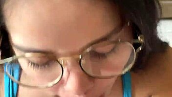 nerdy busty brunette deepthroats wellington prado's huge cock